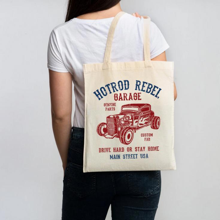 Hotrod Rebel Automotive Nostalgia Old Car Distressed Premium Tri-Blend Canvas Tote Bag