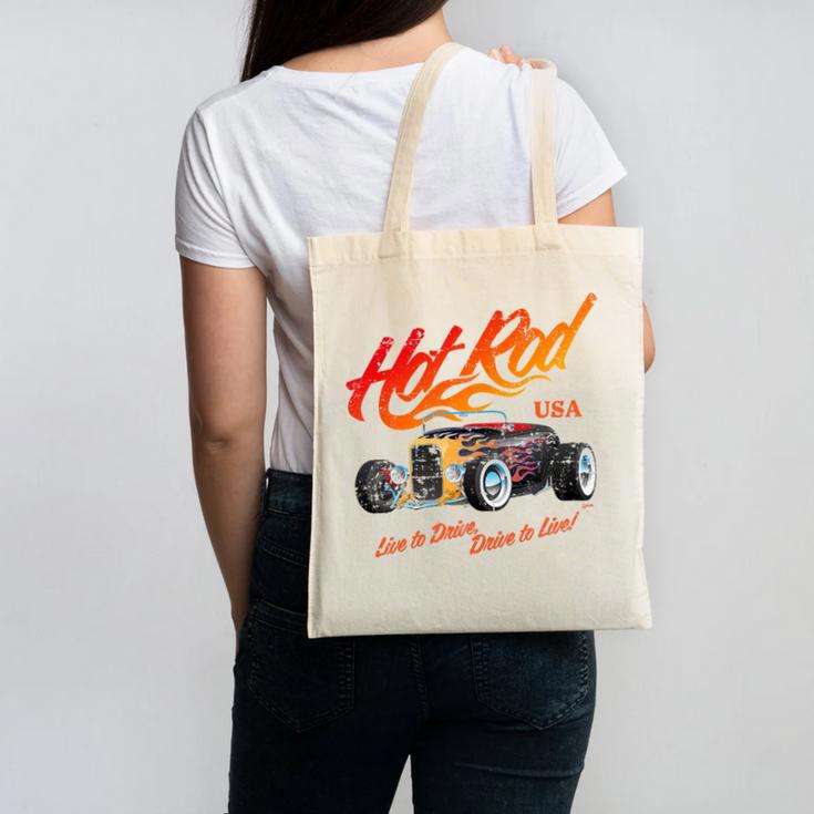 Hotrod Vintage Style Car Nostalgia Hotrod Distressed Premium Tri-Blend Canvas Tote Bag