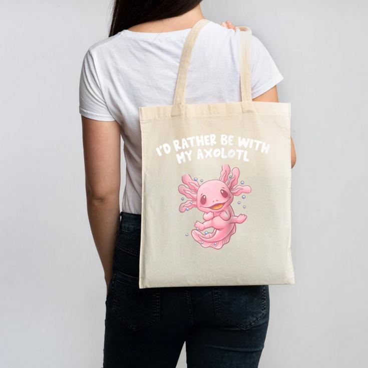 Id Rather Be With My Axolotl Salamander Introvert Raglan Baseball Tee Canvas Tote Bag