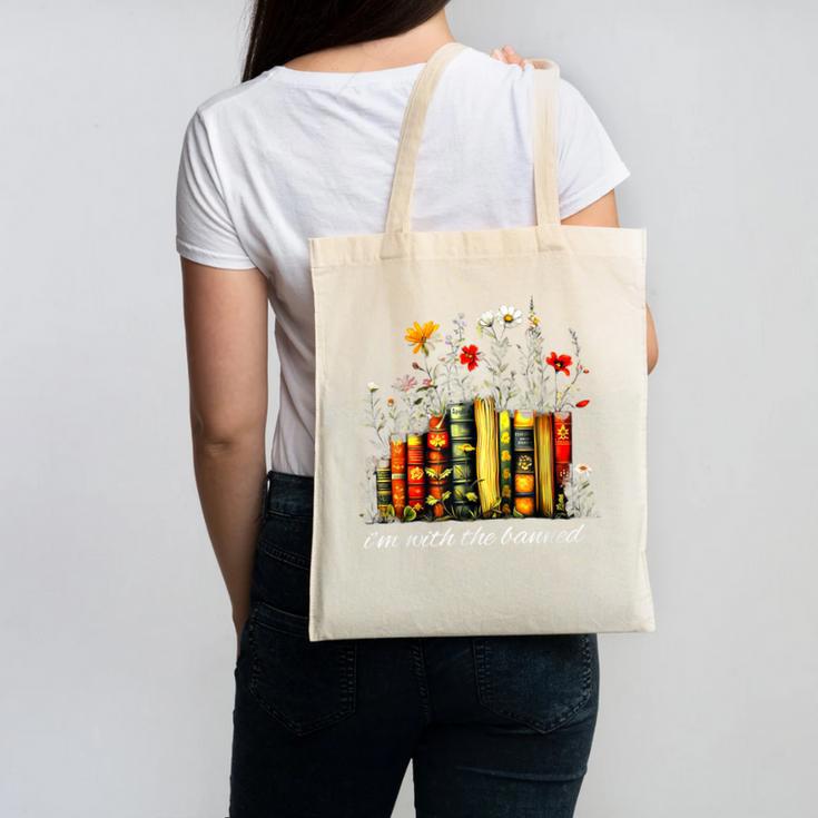 I'm With The Banned Banned Books Colorful Literary Fr Canvas Tote Bag I'm With The Banned Banned Books Colorful Literary Fr Canvas Tote Bag