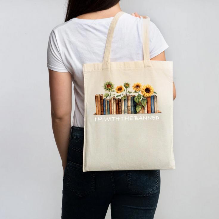 I'm With The Banned Read Banned Books Bookworm Canvas Tote Bag