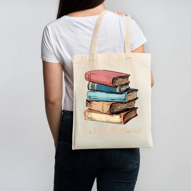 I'm With The Banned Read Banned Books Bookworm Men Women Canvas Tote Bag
