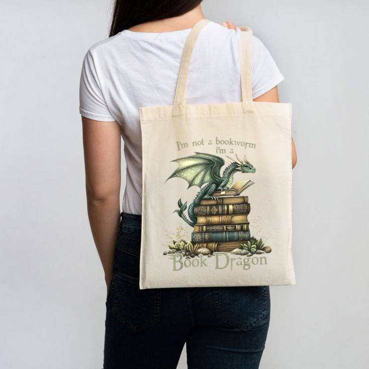 I'm Not A Bookworm I'm A Book Dragon Canvas Tote Bag