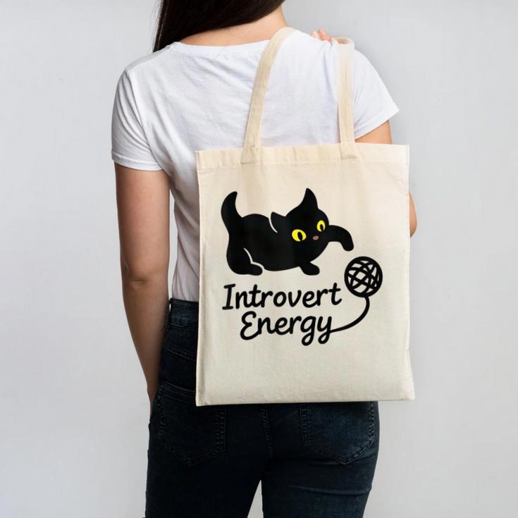 Introvert Energy Cat Love Cat Meme Canvas Tote Bag