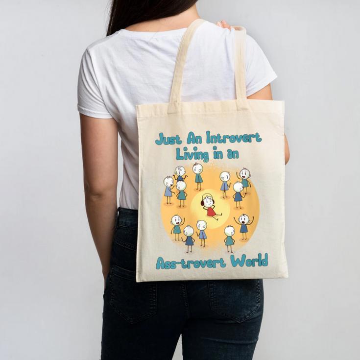 Introvert Extrovert Cartoon In Asstrovert World Canvas Tote Bag Introvert Extrovert Cartoon In Asstrovert World Canvas Tote Bag
