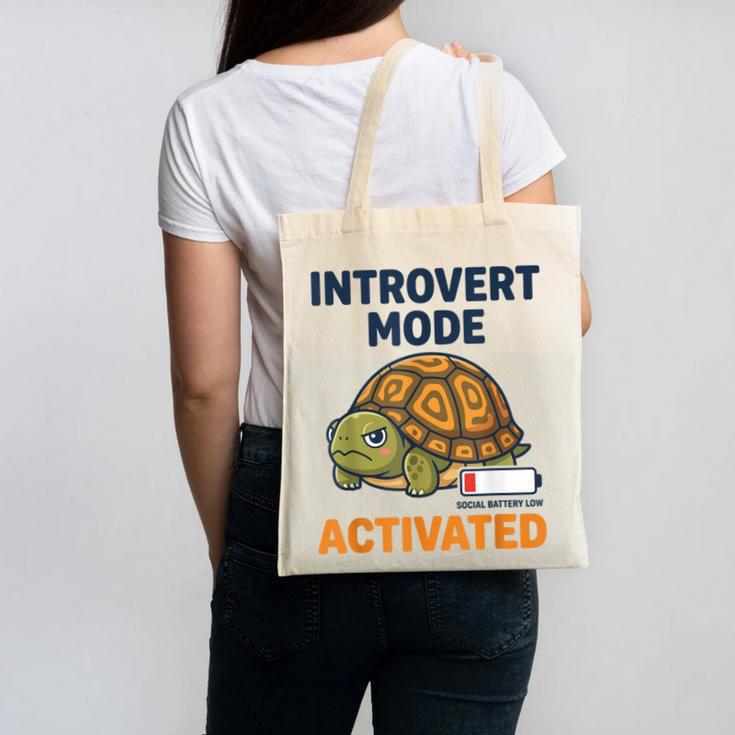 Introvert Mode Activated Low Social Battery Box Turtle Canvas Tote Bag