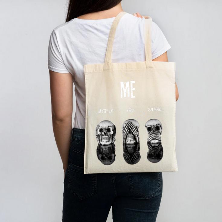 Introvert Relaxation Me Myself And Silence Skulls Canvas Tote Bag