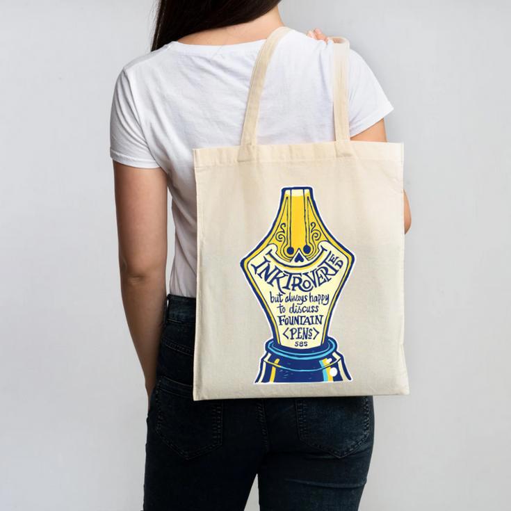 Introverted Fountain Pen Enthusiast Smiling Face Canvas Tote Bag Introverted Fountain Pen Enthusiast Smiling Face Canvas Tote Bag