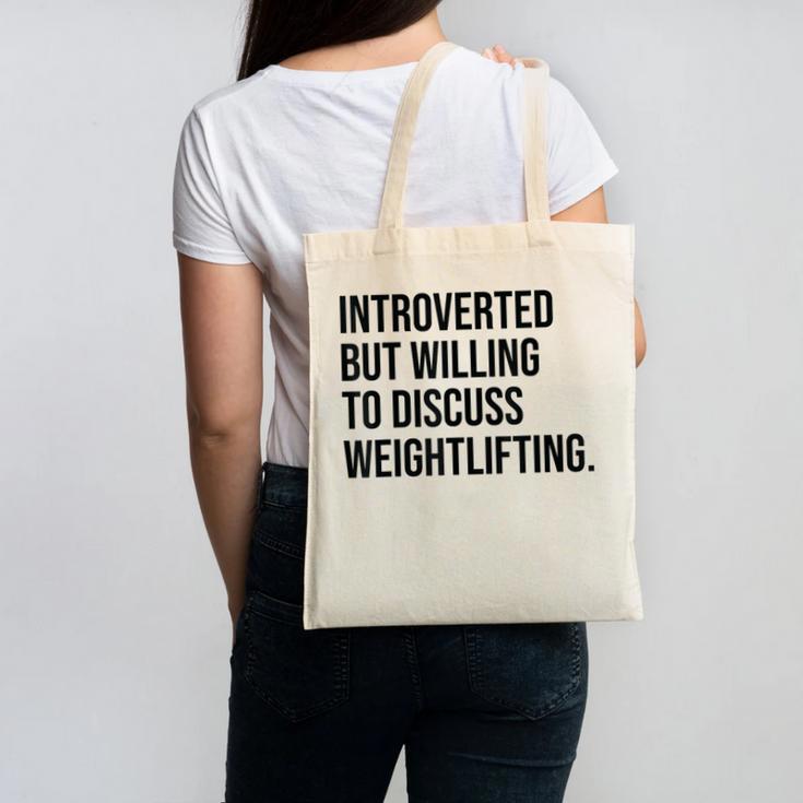 Introverted Weightlifter Gym Weightlifting Introvert Canvas Tote Bag