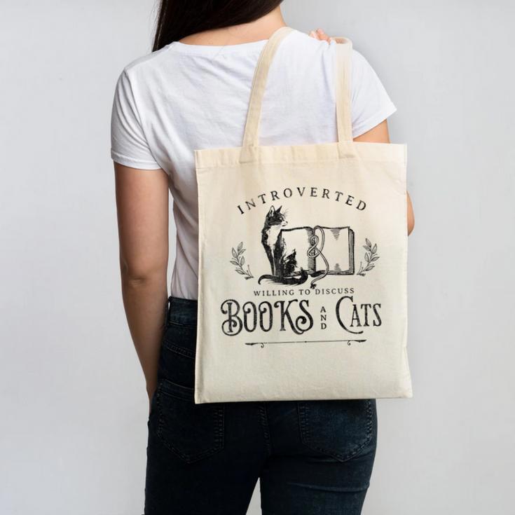 Introverted But Willing To Discuss Cats And Books Canvas Tote Bag