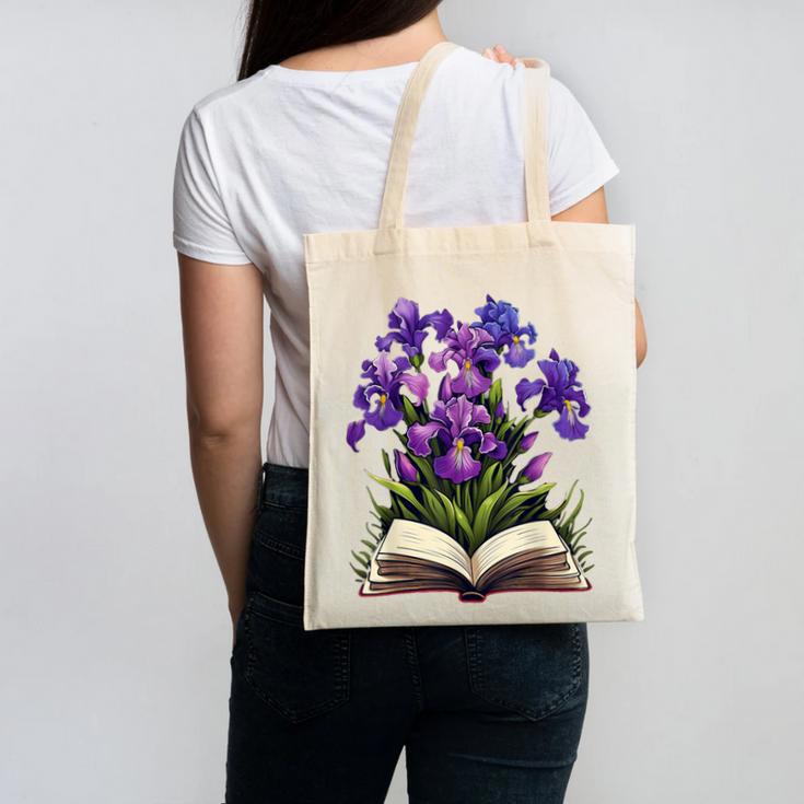 Irises Flowers Book Iris Floral Canvas Tote Bag