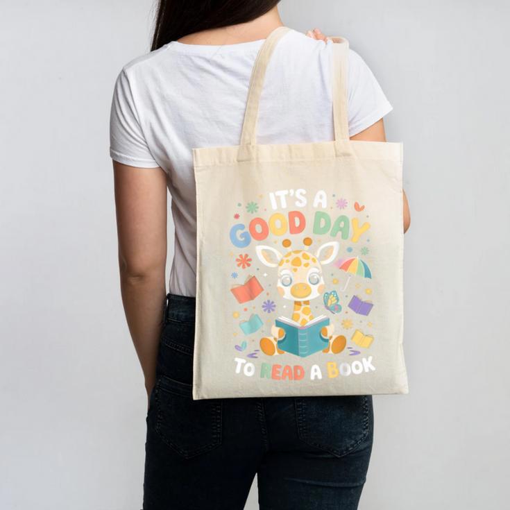 It's a Good Day To Read a Book Cute Giraffe Canvas Tote Bag It's a Good Day To Read a Book Cute Giraffe Canvas Tote Bag