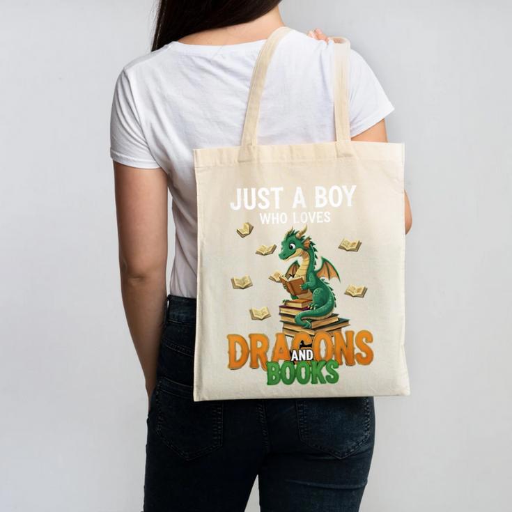 Just a Boy Who Loves Dragons And Books Reading Dragon Canvas Tote Bag