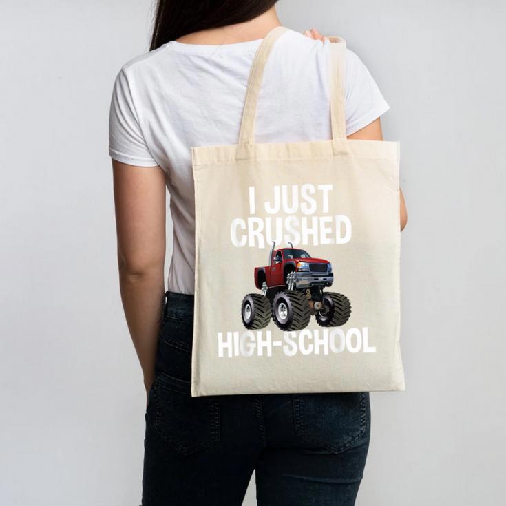 I Just Crushed High School Graduation Monster Truck Shirt Canvas Tote Bag