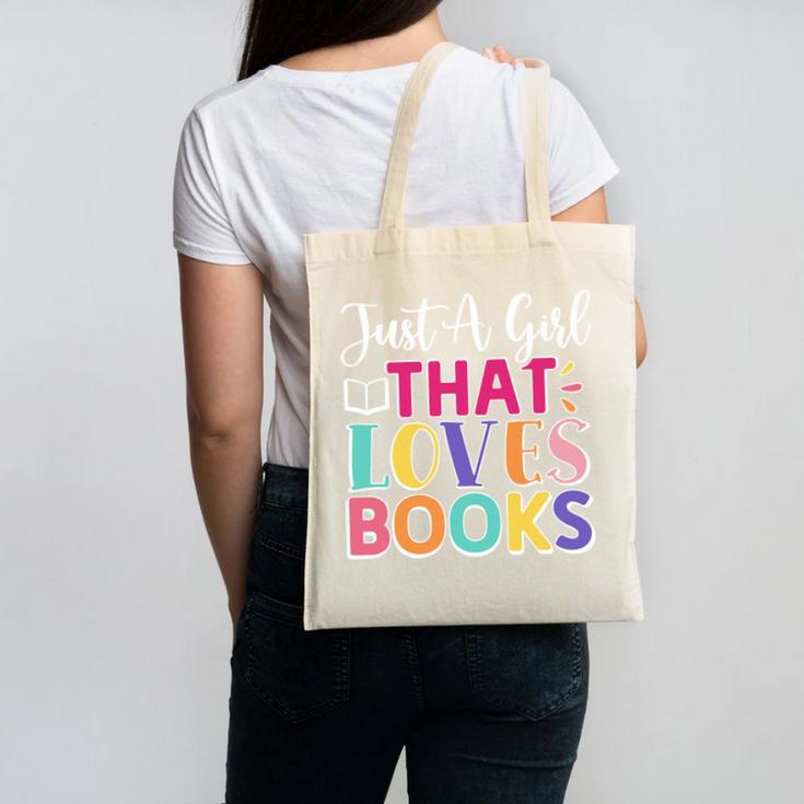 Just a Girl Who Loves Books Reader Girls Bookish Women Canvas Tote Bag Just a Girl Who Loves Books Reader Girls Bookish Women Canvas Tote Bag