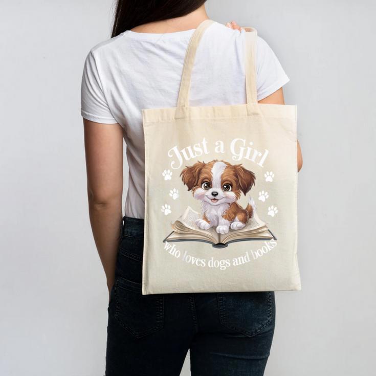 Just a Girl Who Loves Dogs And Books Cute Dog Canvas Tote Bag Just a Girl Who Loves Dogs And Books Cute Dog Canvas Tote Bag