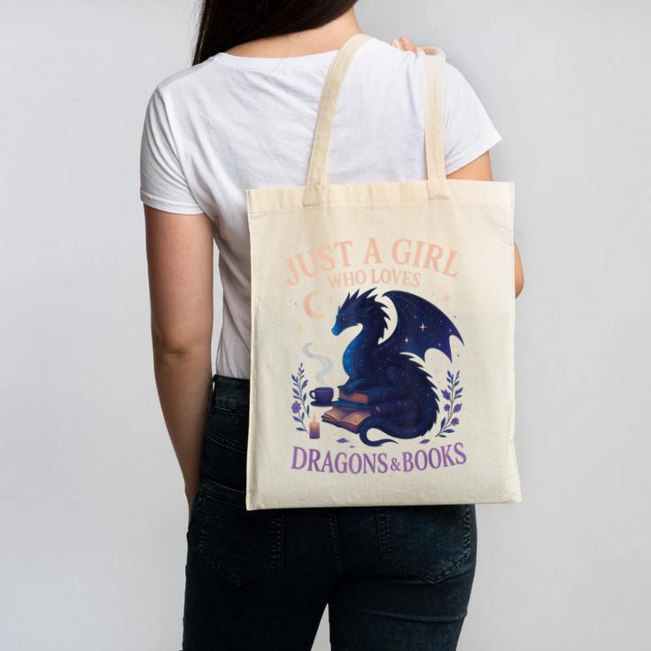 Just a Girl Who Loves Dragons And Books Fantasy Canvas Tote Bag