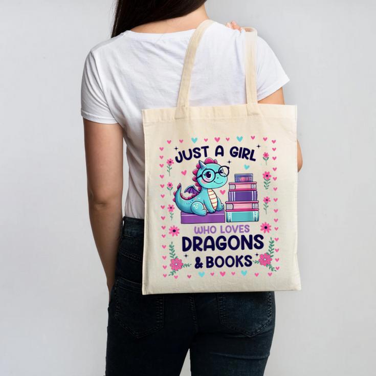 Just A Girl Who Loves Dragons And Books Lover Reading Book Canvas Tote Bag