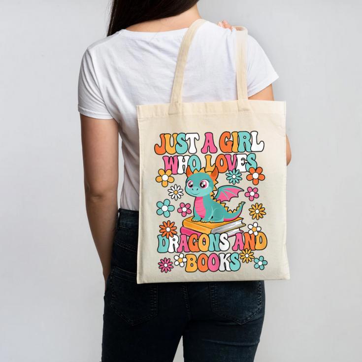 Just A Girl Who Loves Dragons And Books Reading Bookworm Canvas Tote Bag
