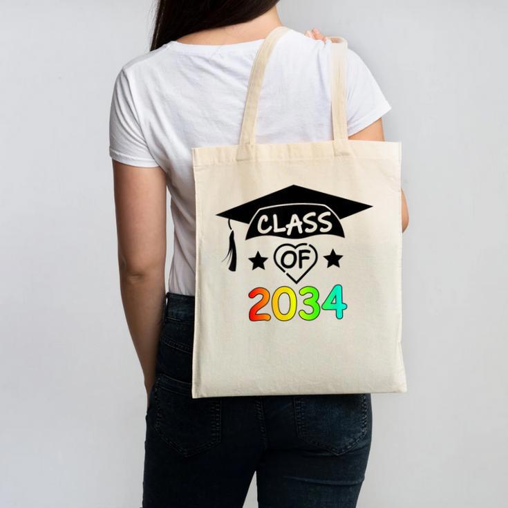 K -12th Grade Hand Prints Space Graduation Class Of 2034 Canvas Tote Bag