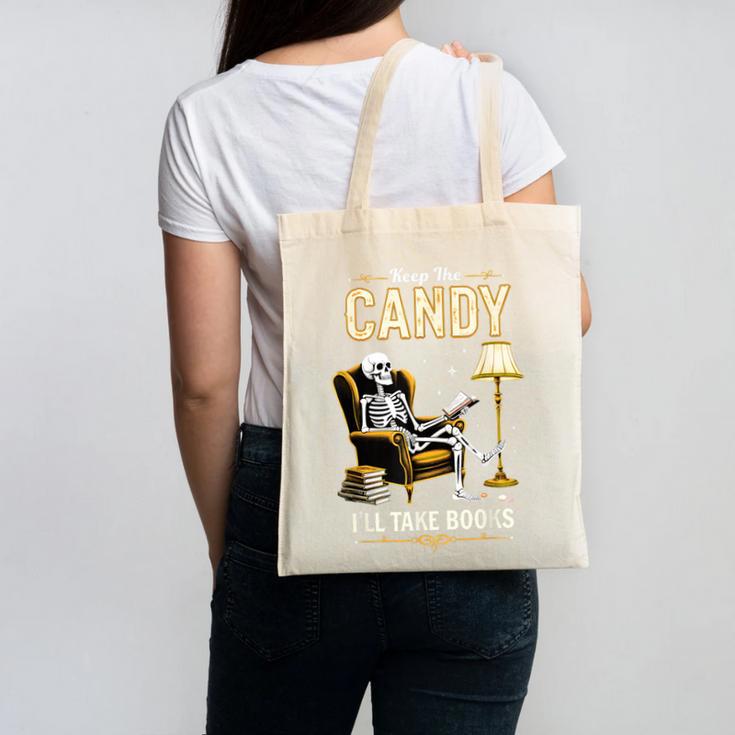 Keep The Candy I'Ll Take Books Halloween Canvas Tote Bag