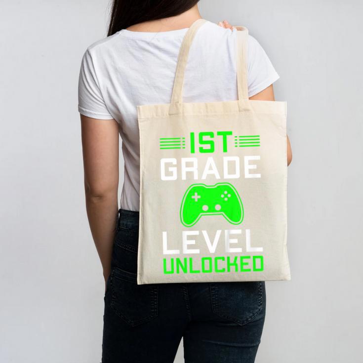 Kids 1st Grade Level Unlocked Back To School Gamer Graduation Canvas Tote Bag