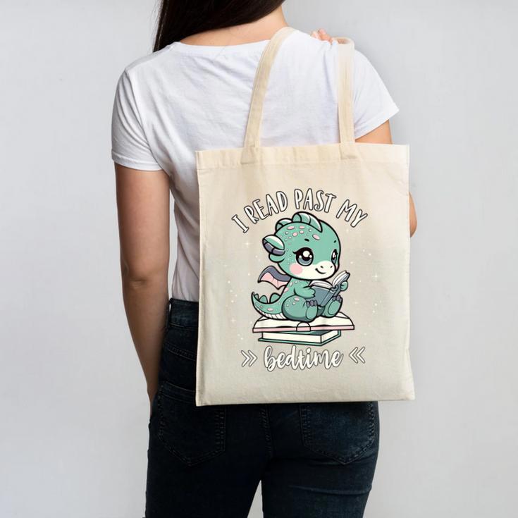 Kids I Read Past My Bedtime Cute Book Dragon Pajama Canvas Tote Bag