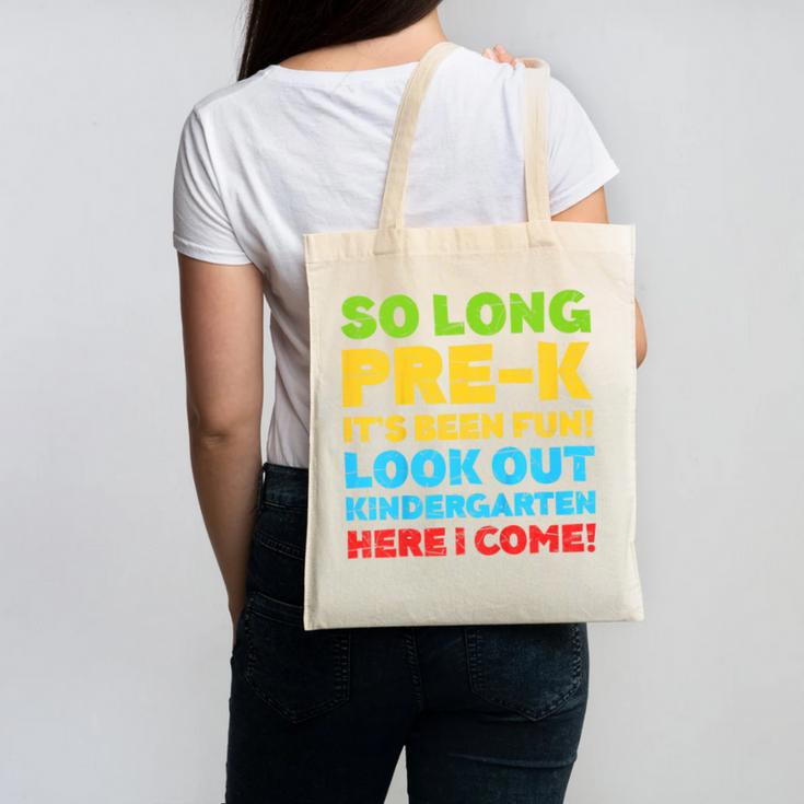 Kids So Long PRE-K It's Been Fun Shirt Boy Girl Graduation Canvas Tote Bag