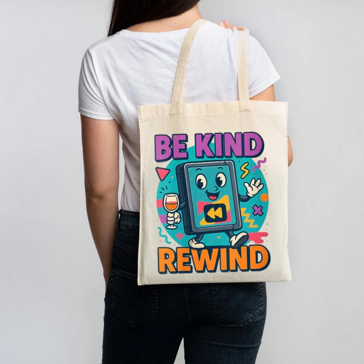 Be Kind Rewind 90s VHS Nostalgia Retro Canvas Tote Bag
