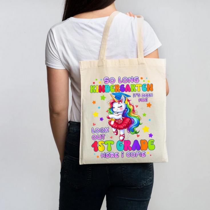Kindergarten Graduation 2025 Graduate Girls Unicorn 1st Grad Canvas Tote Bag