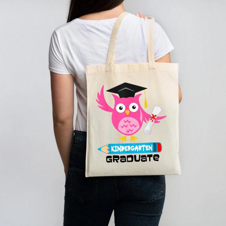Kindergarten Graduation Tee Shirt Pink Owl T-Shir Canvas Tote Bag