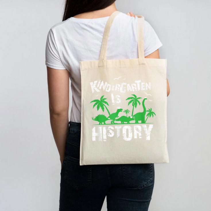 Kindergarten Is History Dinosaur Graduation Canvas Tote Bag