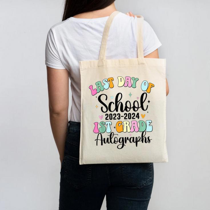 Last Day Autographs 1st Grade Graduation Boys Girls Groovy Canvas Tote Bag