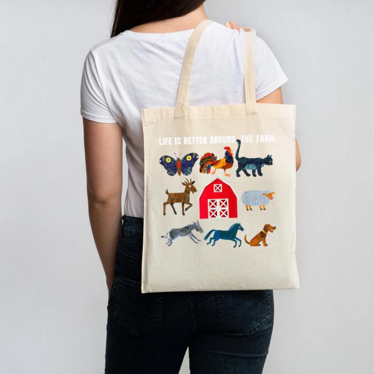 Life Is Better Around The Farm Nostalgia Trendy Canvas Tote Bag Life Is Better Around The Farm Nostalgia Trendy Canvas Tote Bag