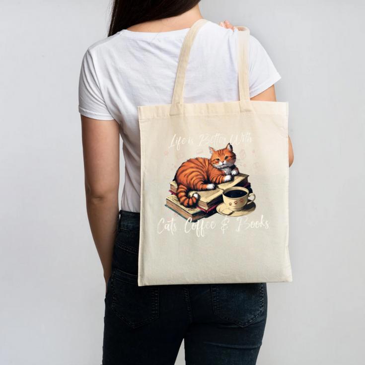 Life Is Better With Cats Coffee And Books Canvas Tote Bag Life Is Better With Cats Coffee And Books Canvas Tote Bag