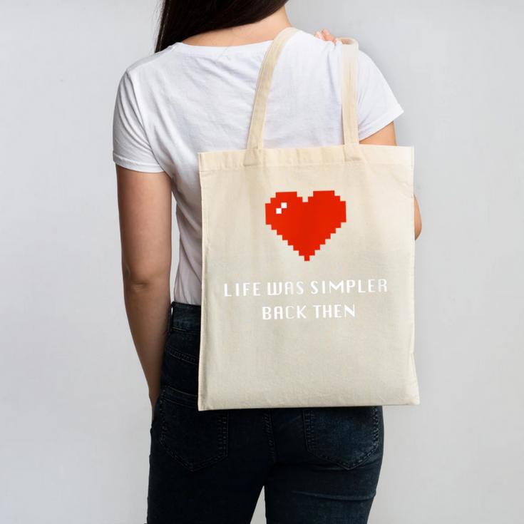Life Was Simpler Back Then Nostalgia Retro Game Canvas Tote Bag