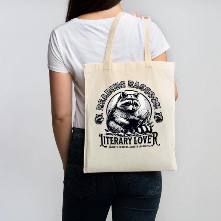 Literary Lover Reading Raccoon Books Premium Canvas Tote Bag