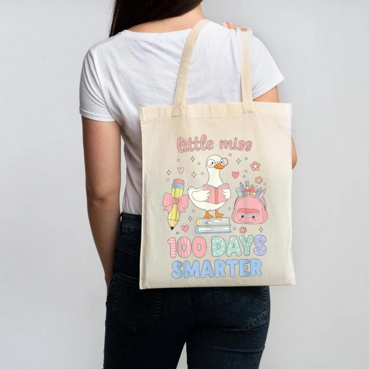 Little Miss 100 Days Smarter Cute Goose Reading Books Girls Canvas Tote Bag