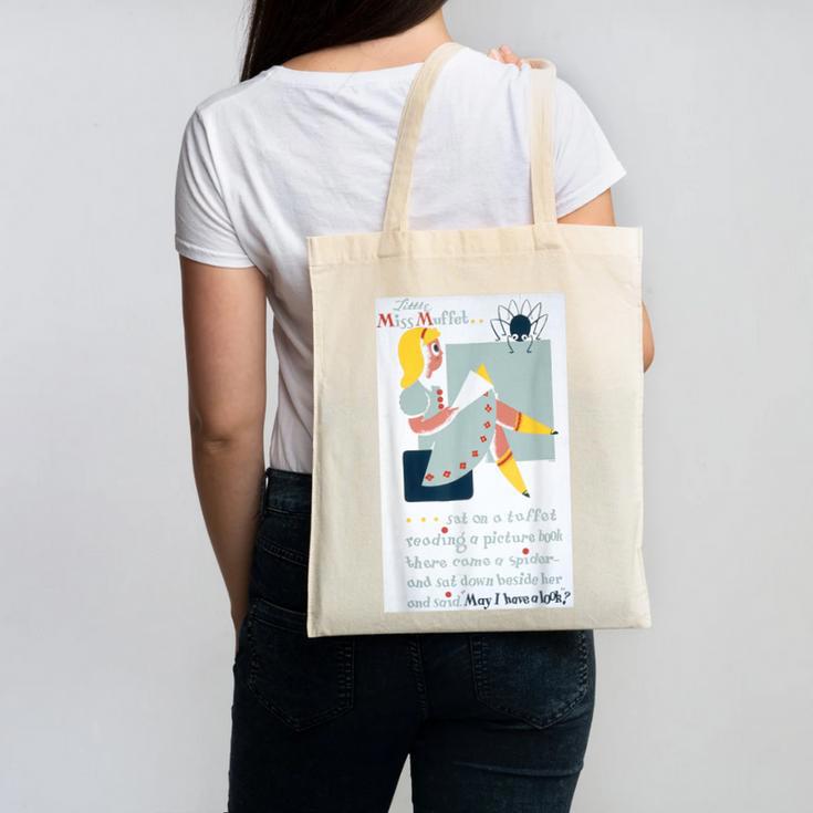 Little Miss Muffet Reading a Picture Book Canvas Tote Bag Little Miss Muffet Reading a Picture Book Canvas Tote Bag