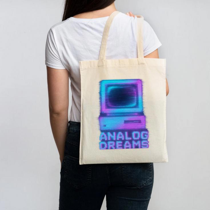 Lofi Reverie Analog Dreams Pixel 90s Desktop VHS Nostalgia Canvas Tote Bag
