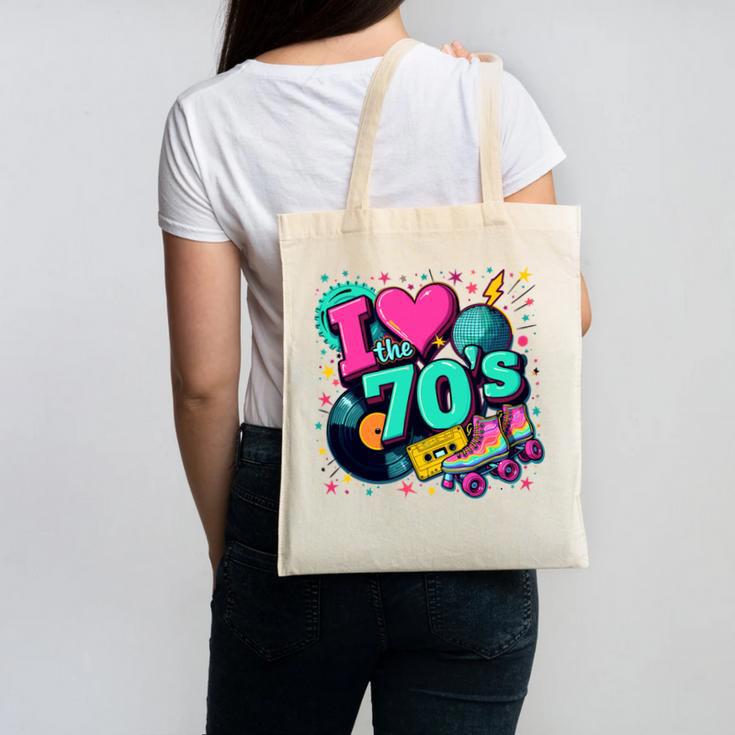 I Love The 70s Retro Cassette Roller Vinyl Disco Nostalgia Canvas Tote Bag