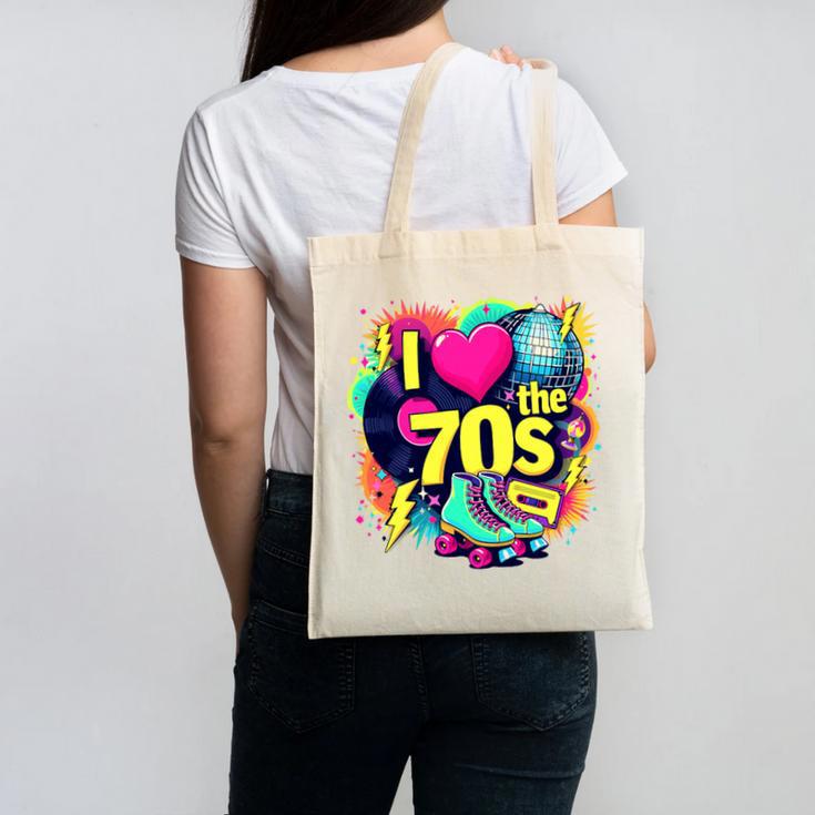 I Love The 70s Retro Cassette Roller Vinyl Nostalgia Vibes Premium Tri-Blend Canvas Tote Bag