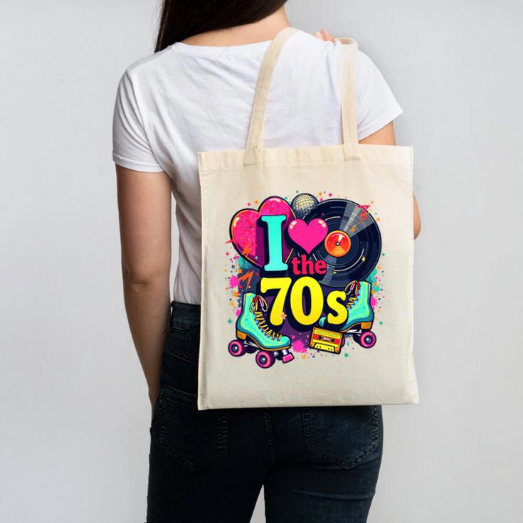 I Love The 70s Vintage Cassette Roller Vinyl Nostalgia 70s Premium Tri-Blend Canvas Tote Bag