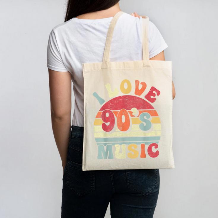I Love 90's Music Retro Style Nostalgia Cassette 1990s Party Canvas Tote Bag