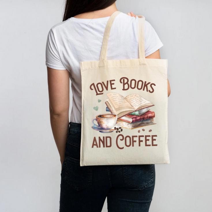 Love Books And Coffee Books Reading Coffee Drinking Canvas Tote Bag