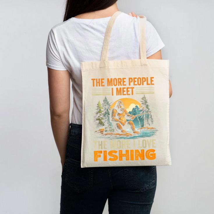 I Love Fishing Bigfoot Fisherman Introvert Sarcastic Canvas Tote Bag