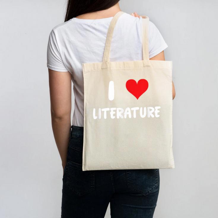 I Love Literature Heart Books Writing Reading Read Write Canvas Tote Bag