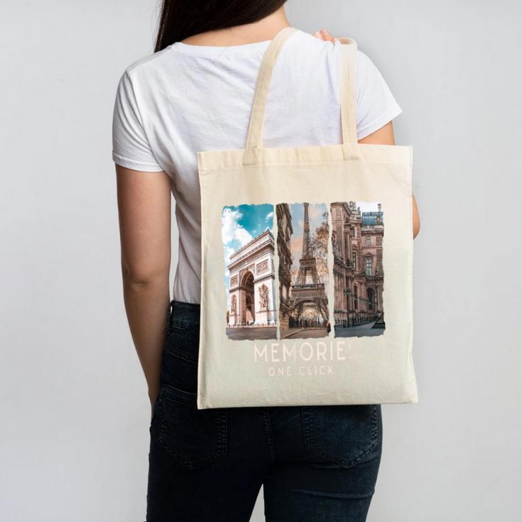 Making Memories In Paris Photo Nostalgia Travel Humor Canvas Tote Bag