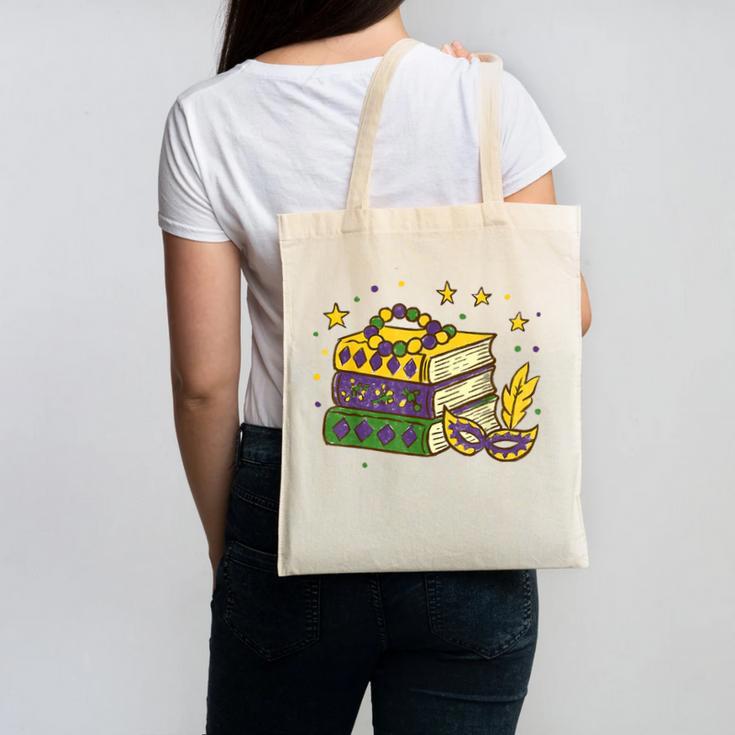 Mardi Gras Book Lover Reading Reader Men Women Kids Canvas Tote Bag