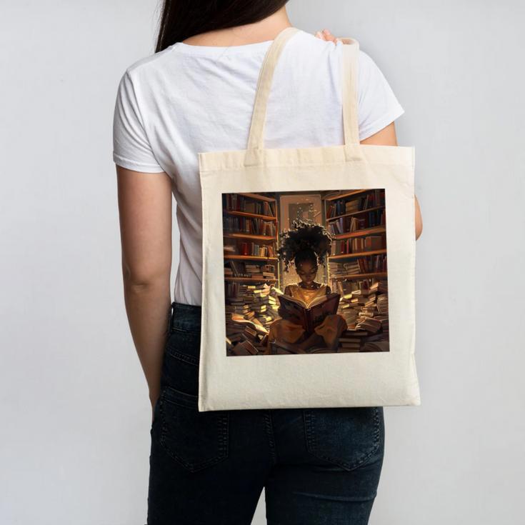 Melanin Afro Women Educated Reading Book History Canvas Tote Bag Melanin Afro Women Educated Reading Book History Canvas Tote Bag